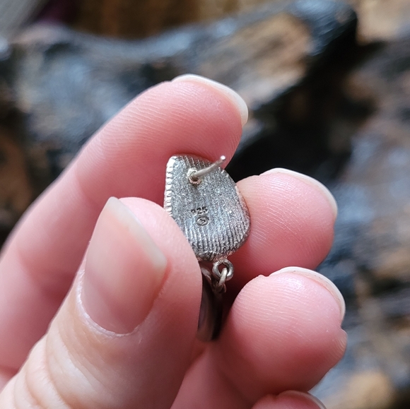 Vintage Sterling Silver and Blue Stone Dangle Earrings - Picture 4 of 5
